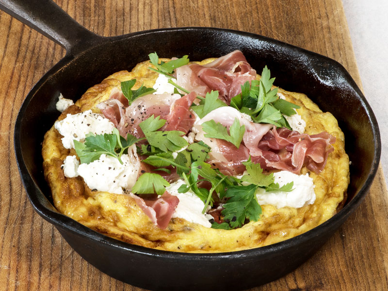 Prosciutto and Goat Curd Frittata